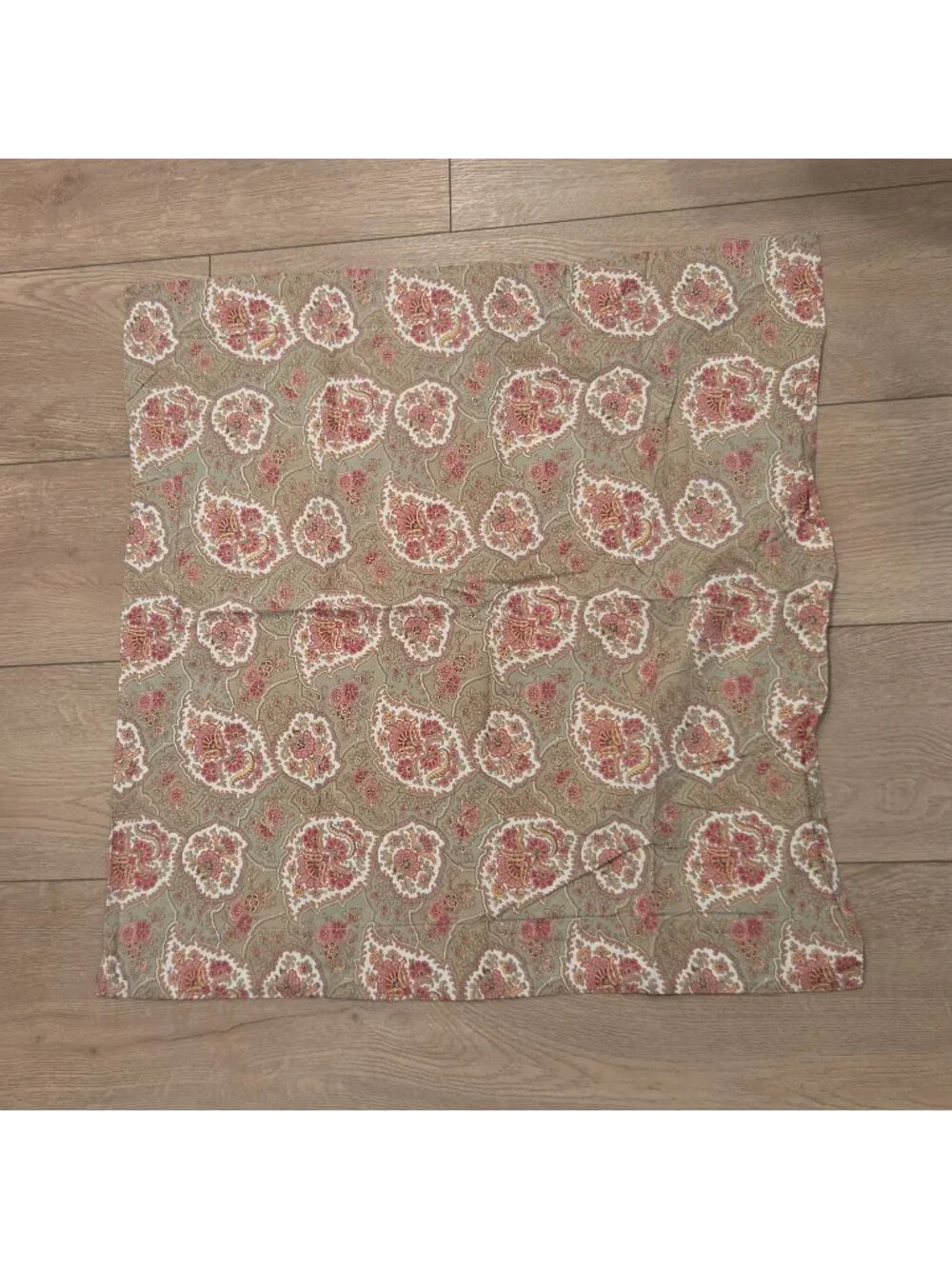 Pottery Barn Green & Pink Paisley Cotton Euro Pillow 30x30 Sham